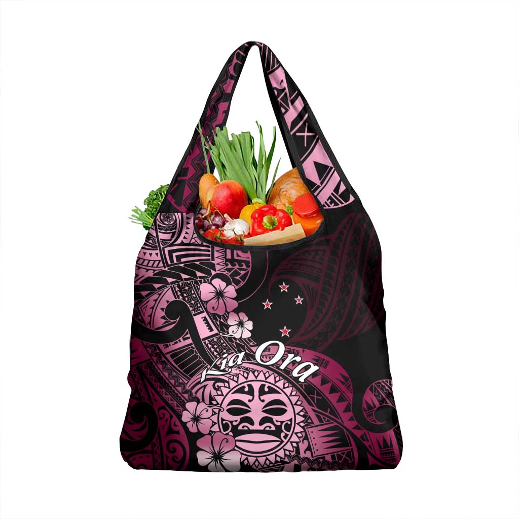 Aotearoa Kia Ora New Zealand Ta Moko Pink Version Grocery Bag LT01 1-pack One Size Pink - Polynesian Pride