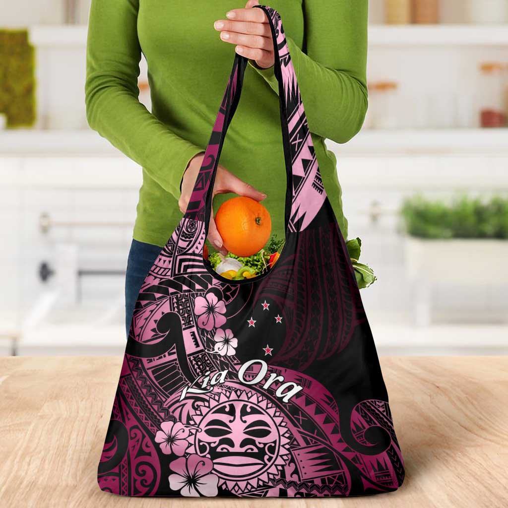 Aotearoa Kia Ora New Zealand Ta Moko Pink Version Grocery Bag LT01 - Polynesian Pride