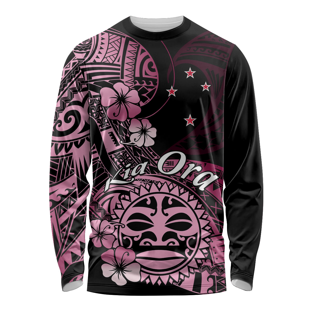 Aotearoa Kia Ora New Zealand Ta Moko Pink Version Long Sleeve Shirt LT01 Unisex Pink - Polynesian Pride