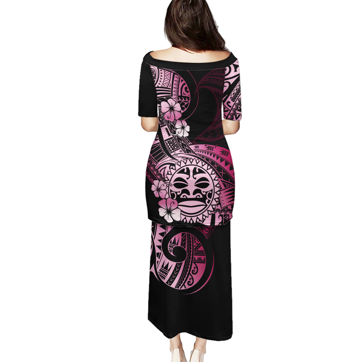 Aotearoa Kia Ora New Zealand Ta Moko Pink Version Puletasi LT01 - Polynesian Pride