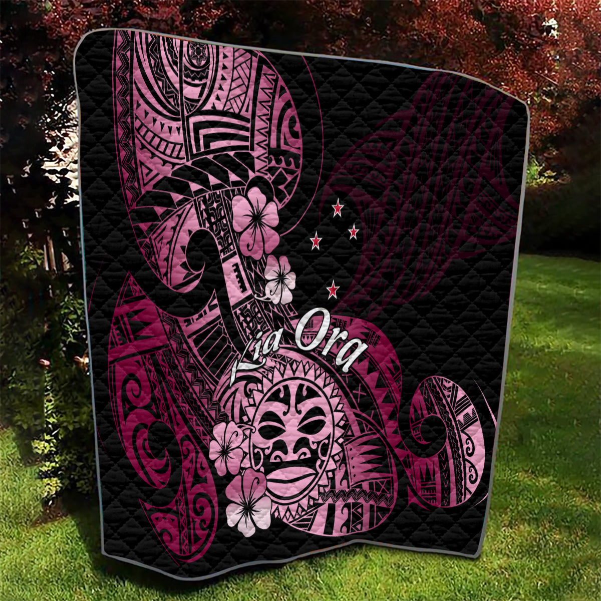 Aotearoa Kia Ora New Zealand Ta Moko Pink Version Quilt LT01 - Polynesian Pride
