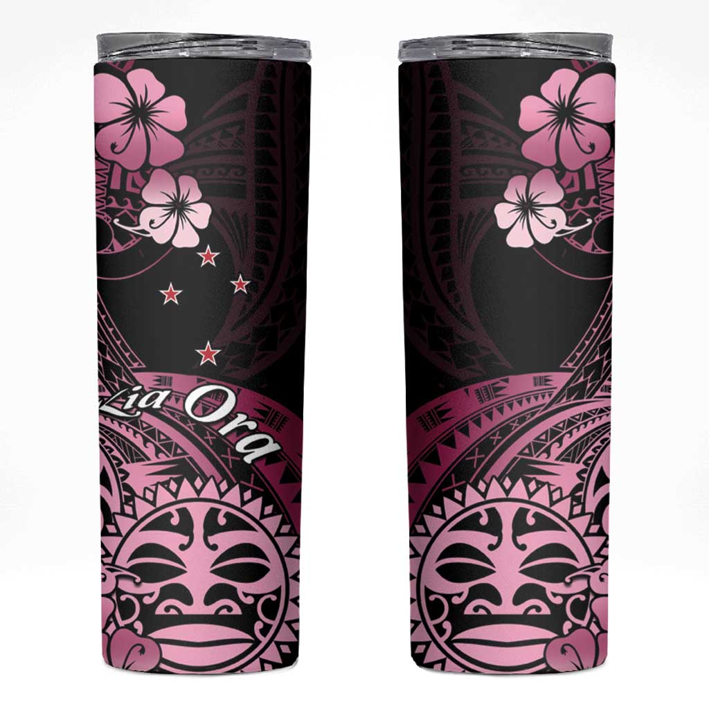 Aotearoa Kia Ora New Zealand Ta Moko Pink Version Skinny Tumbler