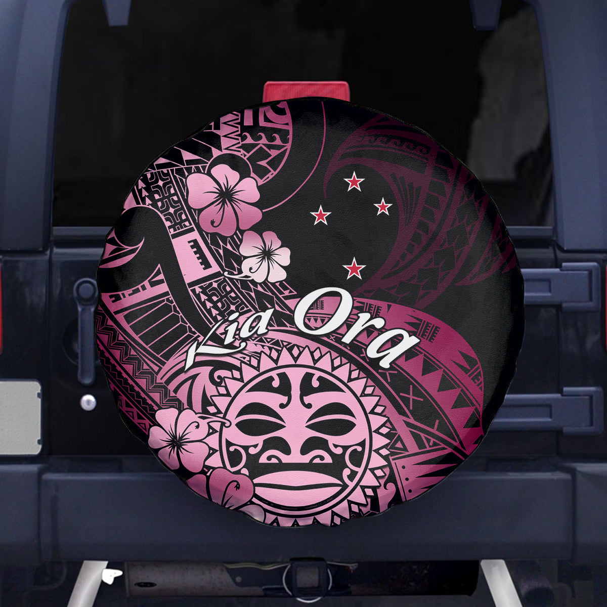 Aotearoa Kia Ora New Zealand Ta Moko Pink Version Spare Tire Cover LT01 Pink - Polynesian Pride