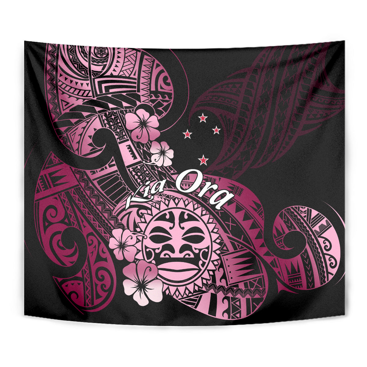 Aotearoa Kia Ora New Zealand Ta Moko Pink Version Tapestry LT01 - Polynesian Pride