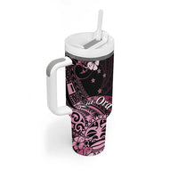 Aotearoa Kia Ora New Zealand Ta Moko Pink Version Tumbler With Handle LT01 - Polynesian Pride