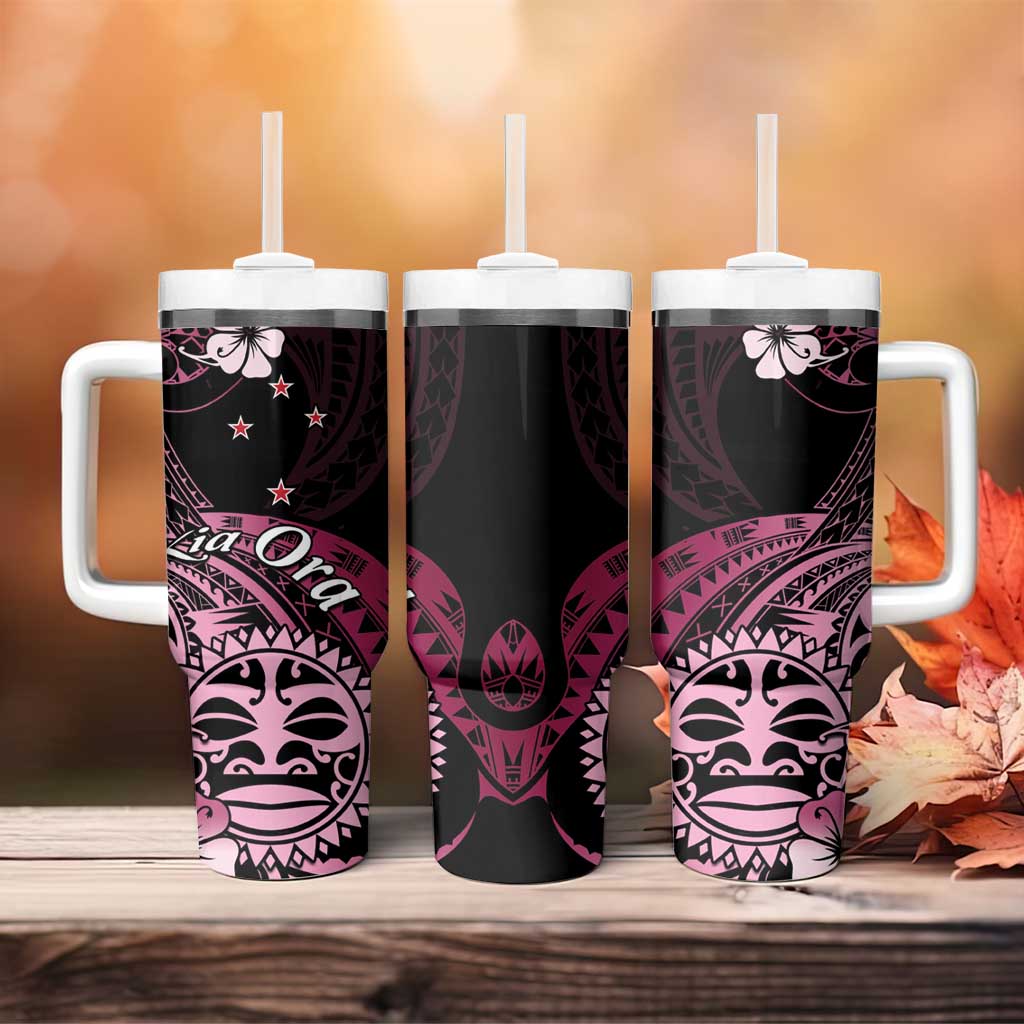 Aotearoa Kia Ora New Zealand Ta Moko Pink Version Tumbler With Handle LT01 - Polynesian Pride