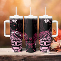 Aotearoa Kia Ora New Zealand Ta Moko Pink Version Tumbler With Handle LT01 - Polynesian Pride