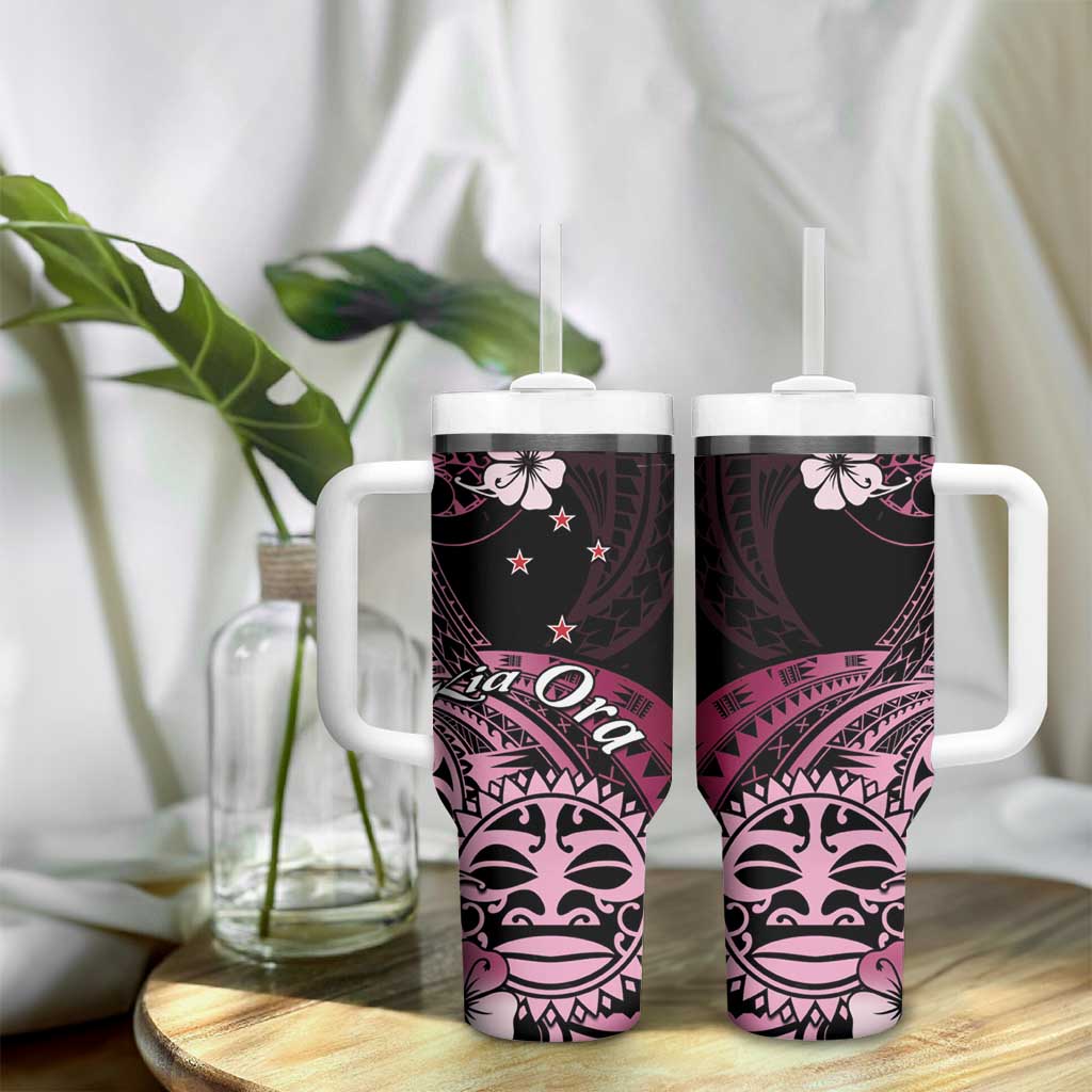 Aotearoa Kia Ora New Zealand Ta Moko Pink Version Tumbler With Handle LT01 - Polynesian Pride