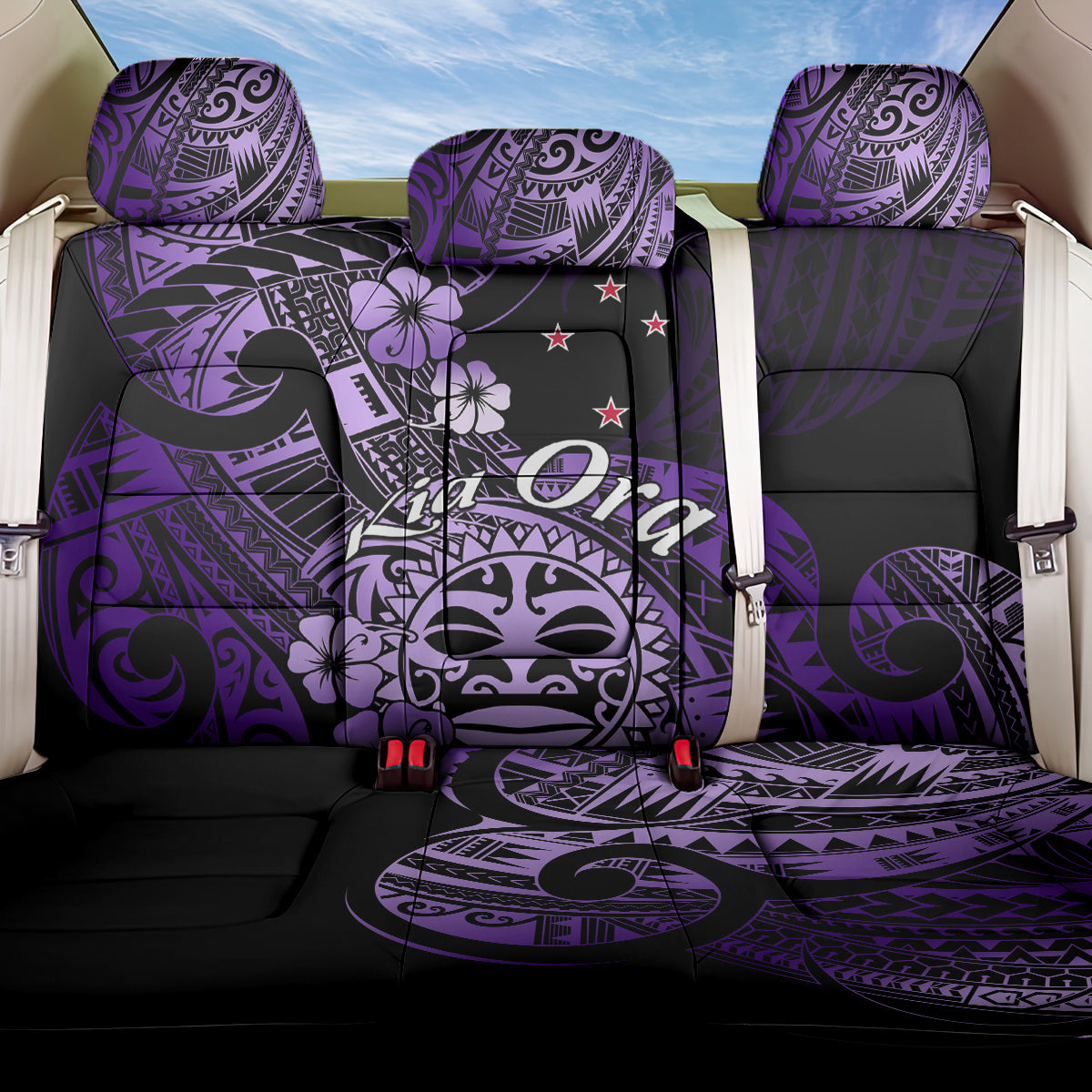 Aotearoa Kia Ora New Zealand Ta Moko Purple Version Back Car Seat Cover LT01