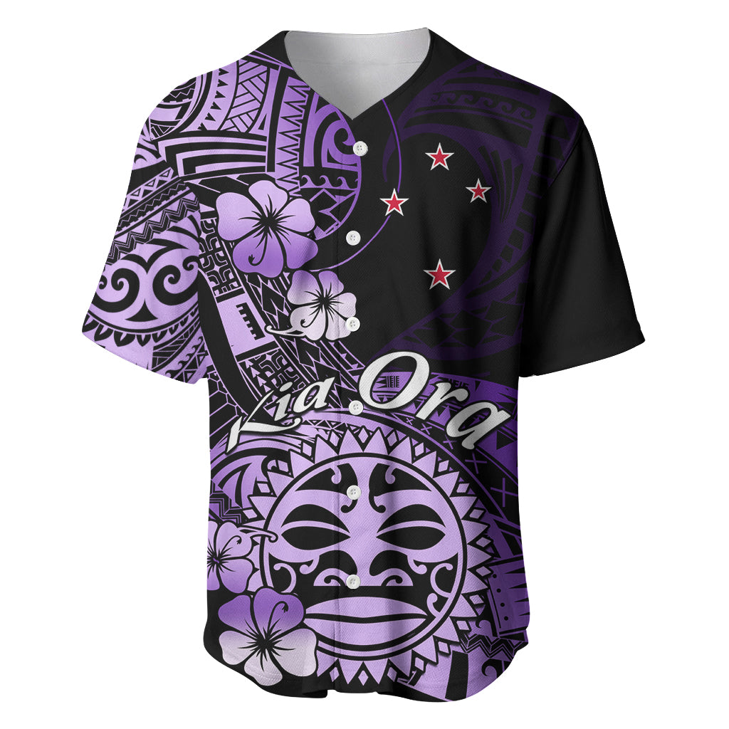 Aotearoa Kia Ora New Zealand Ta Moko Purple Version Baseball Jersey LT01 Purple - Polynesian Pride