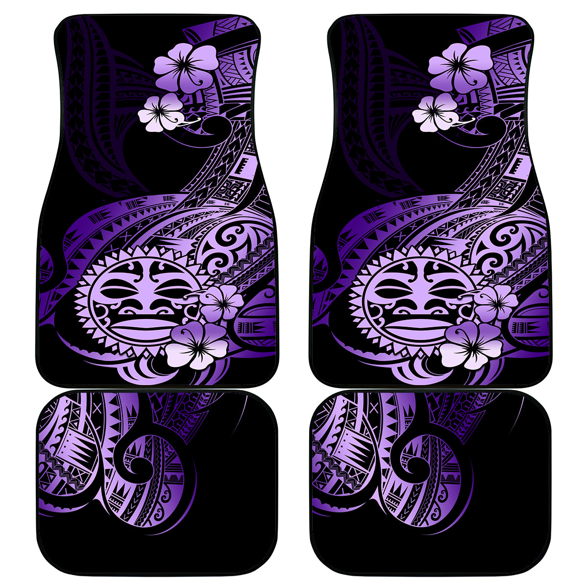 Aotearoa Kia Ora New Zealand Ta Moko Purple Version Car Mats LT01 Purple - Polynesian Pride