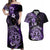 Aotearoa Kia Ora New Zealand Ta Moko Purple Version Couples Matching Off Shoulder Maxi Dress and Hawaiian Shirt LT01 Purple - Polynesian Pride