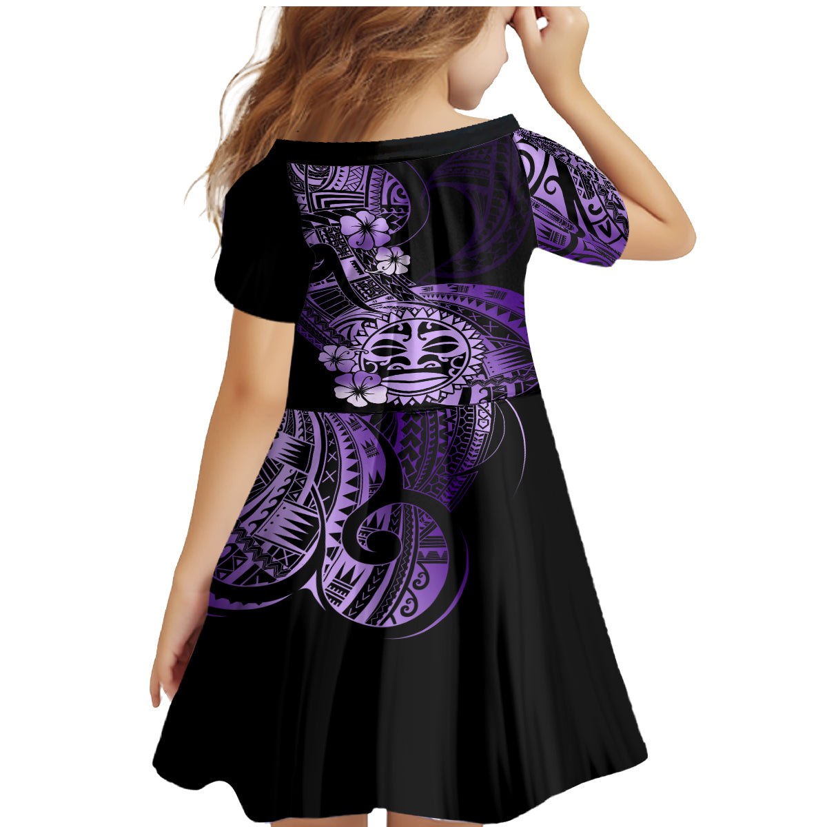 Aotearoa Kia Ora New Zealand Ta Moko Purple Version Family Matching Mermaid Dress and Hawaiian Shirt LT01 - Polynesian Pride