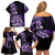 Aotearoa Kia Ora New Zealand Ta Moko Purple Version Family Matching Off Shoulder Short Dress and Hawaiian Shirt LT01 - Polynesian Pride