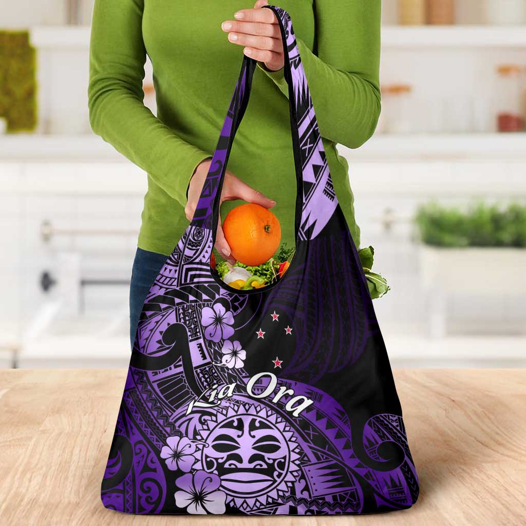Aotearoa Kia Ora New Zealand Ta Moko Purple Version Grocery Bag LT01 - Polynesian Pride