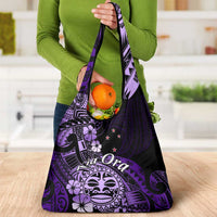 Aotearoa Kia Ora New Zealand Ta Moko Purple Version Grocery Bag LT01 - Polynesian Pride