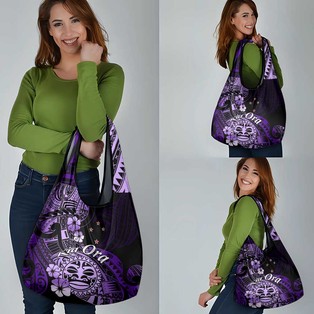 Aotearoa Kia Ora New Zealand Ta Moko Purple Version Grocery Bag LT01 - Polynesian Pride