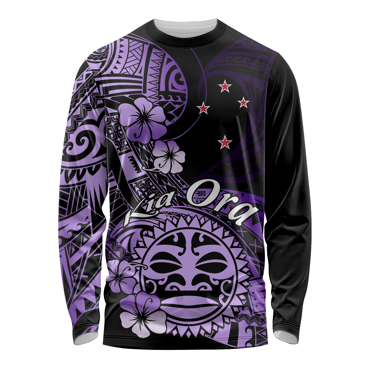 Aotearoa Kia Ora New Zealand Ta Moko Purple Version Long Sleeve Shirt LT01 Unisex Purple - Polynesian Pride