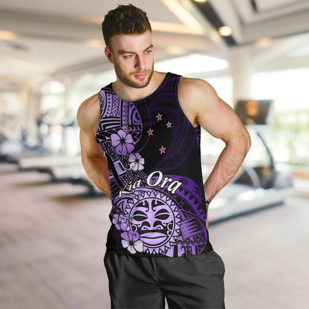 Aotearoa Kia Ora New Zealand Ta Moko Purple Version Men Tank Top LT01 Purple - Polynesian Pride