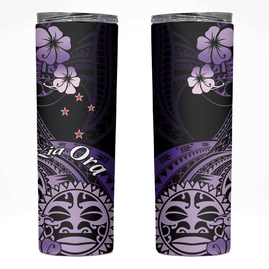 Aotearoa Kia Ora New Zealand Ta Moko Purple Version Skinny Tumbler