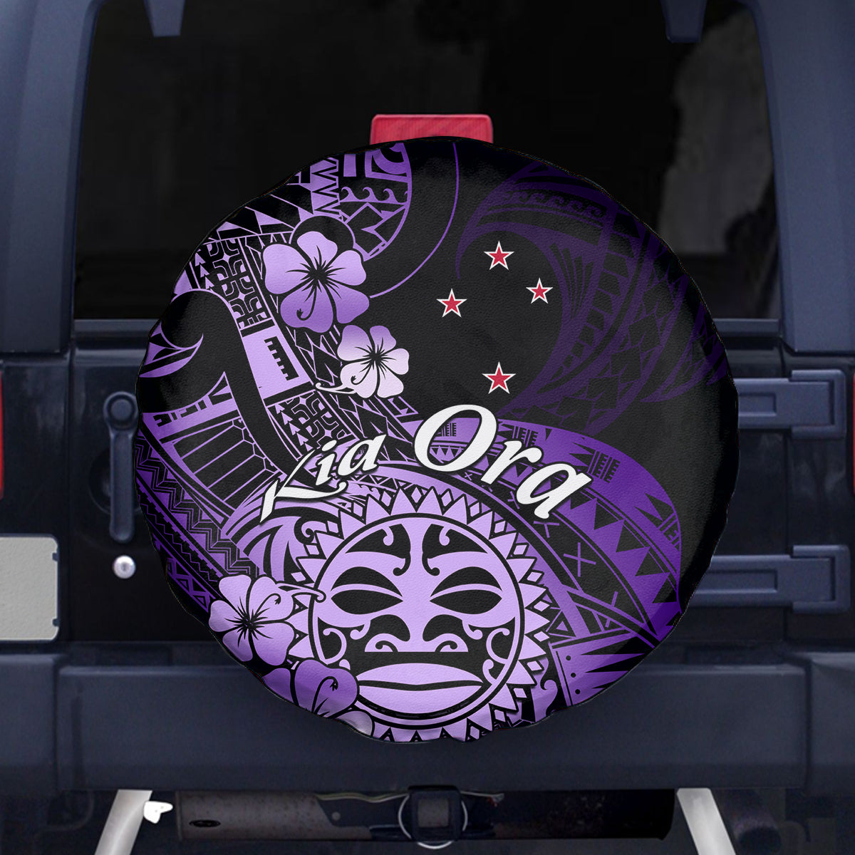 Aotearoa Kia Ora New Zealand Ta Moko Purple Version Spare Tire Cover LT01 Purple - Polynesian Pride