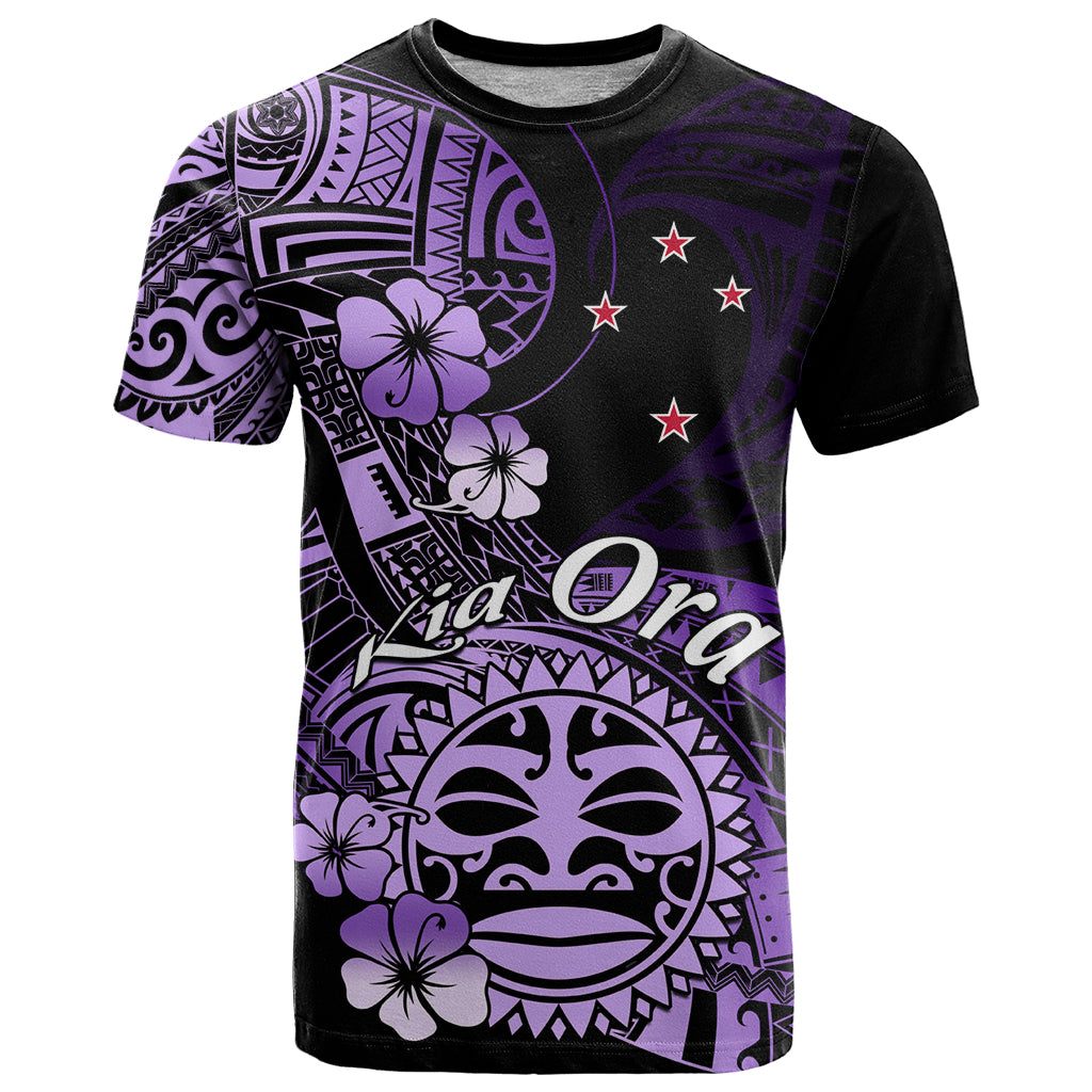 Aotearoa Kia Ora New Zealand Ta Moko Purple Version T Shirt LT01 Purple - Polynesian Pride