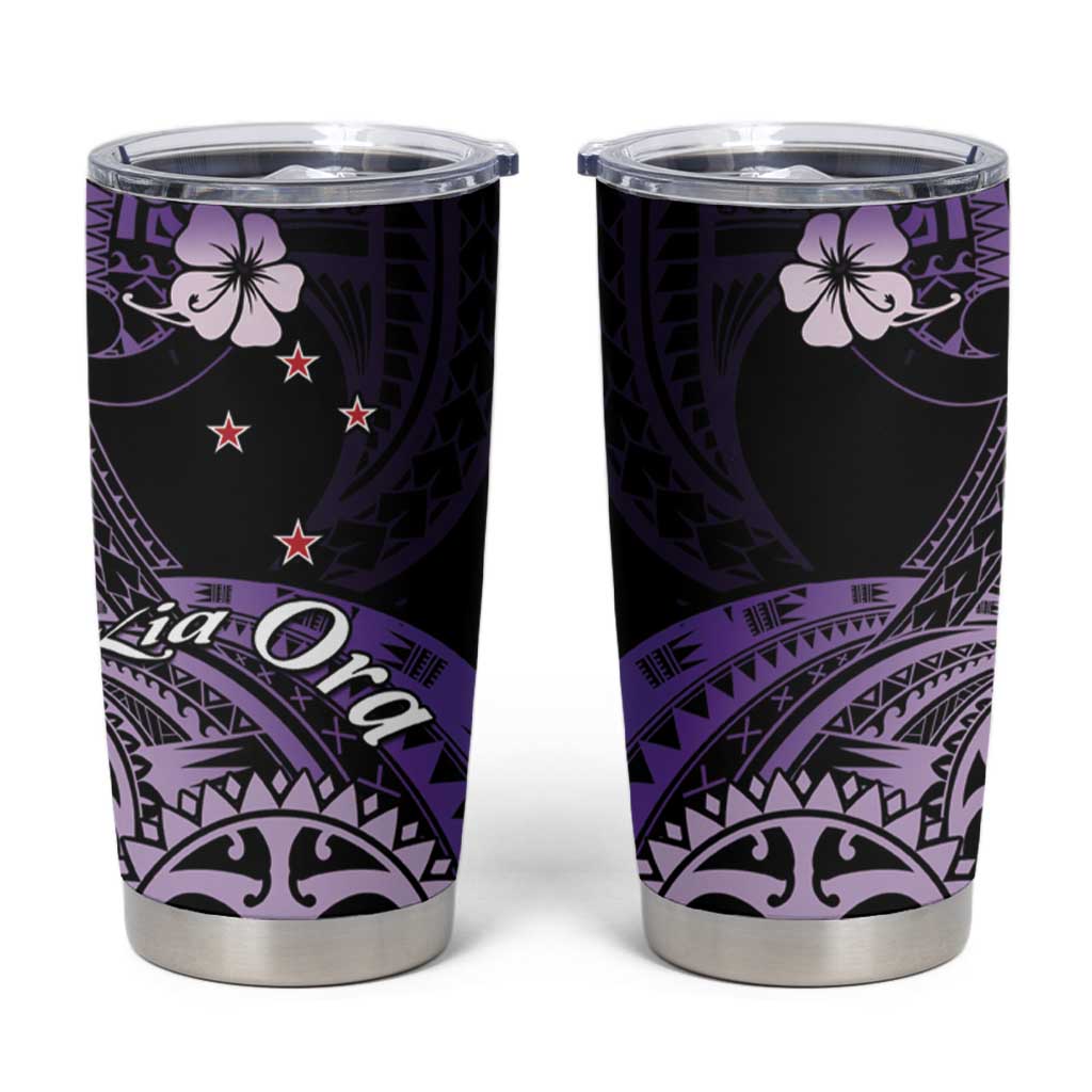 Aotearoa Kia Ora New Zealand Ta Moko Purple Version Tumbler Cup LT01 Purple - Polynesian Pride