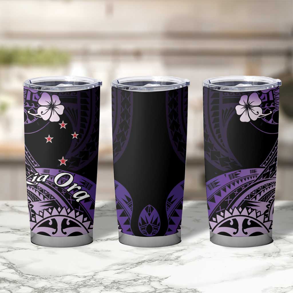 Aotearoa Kia Ora New Zealand Ta Moko Purple Version Tumbler Cup LT01 - Polynesian Pride