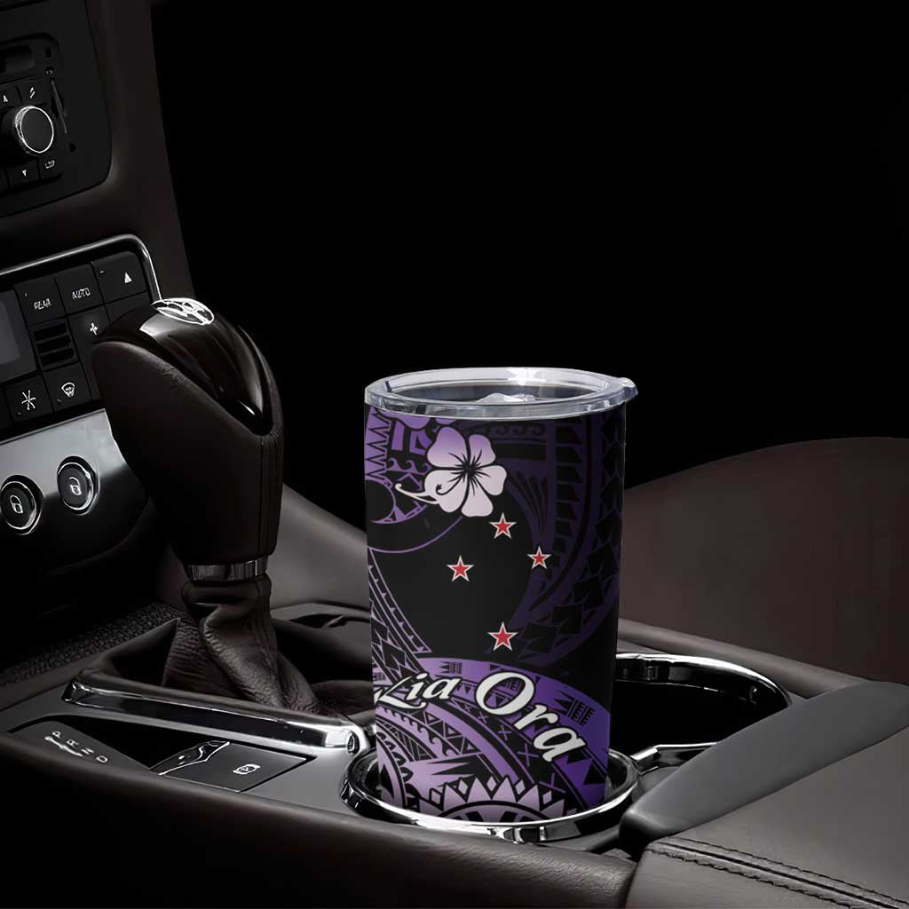 Aotearoa Kia Ora New Zealand Ta Moko Purple Version Tumbler Cup LT01 - Polynesian Pride