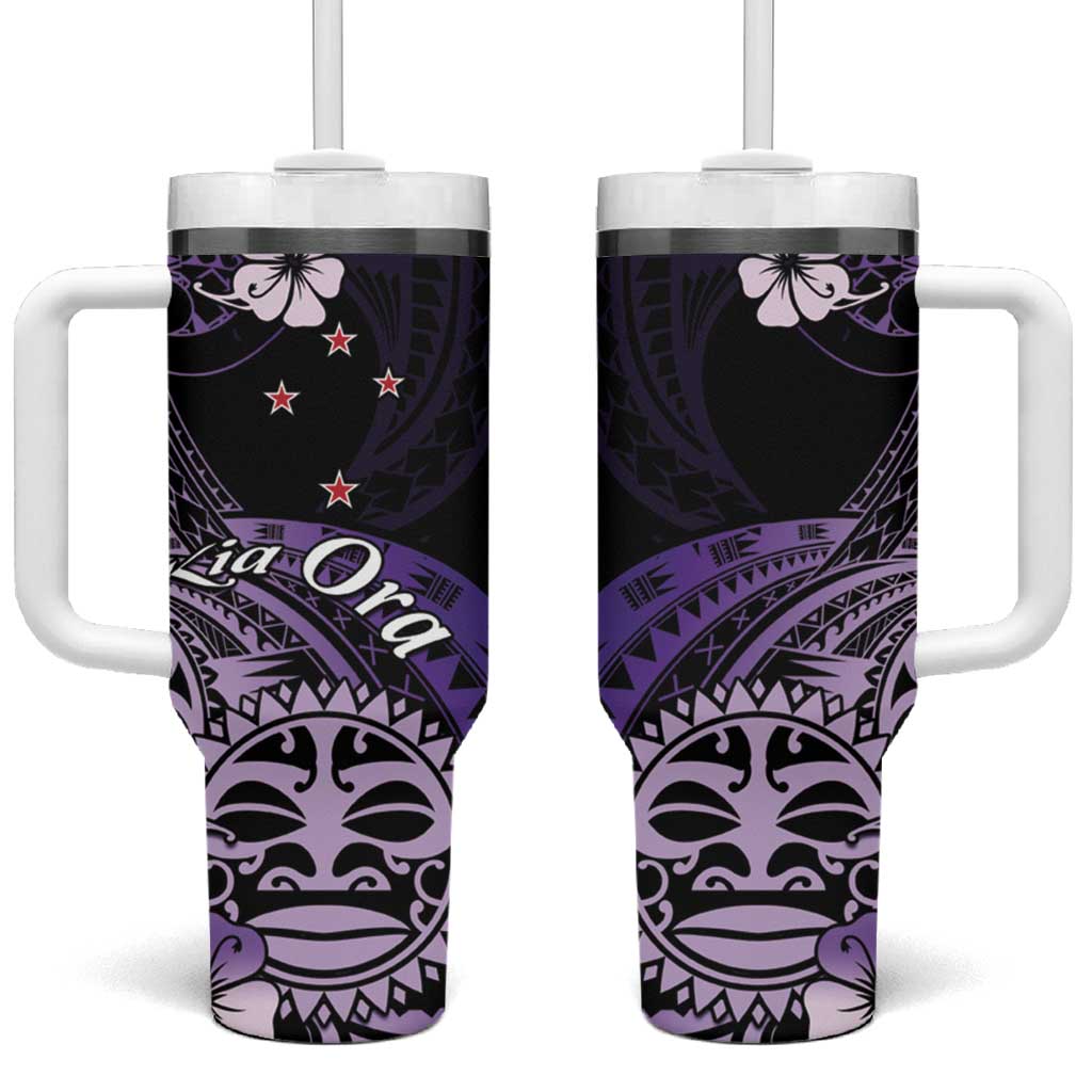 Aotearoa Kia Ora New Zealand Ta Moko Purple Version Tumbler With Handle