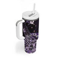 Aotearoa Kia Ora New Zealand Ta Moko Purple Version Tumbler With Handle LT01 - Polynesian Pride