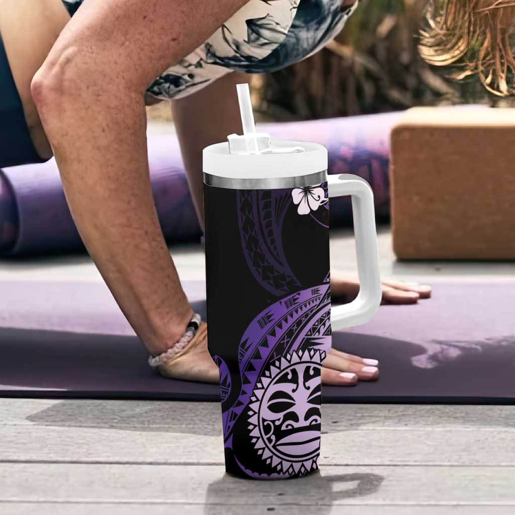 Aotearoa Kia Ora New Zealand Ta Moko Purple Version Tumbler With Handle LT01 - Polynesian Pride
