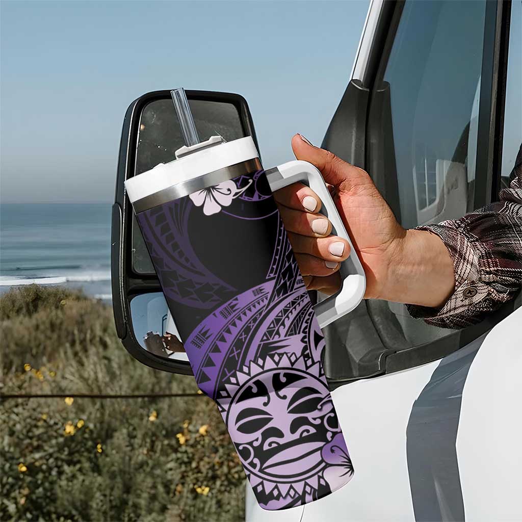 Aotearoa Kia Ora New Zealand Ta Moko Purple Version Tumbler With Handle LT01 - Polynesian Pride
