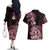 Aotearoa Kia Ora New Zealand Ta Moko Red Version Couples Matching Off The Shoulder Long Sleeve Dress and Hawaiian Shirt LT01 - Polynesian Pride