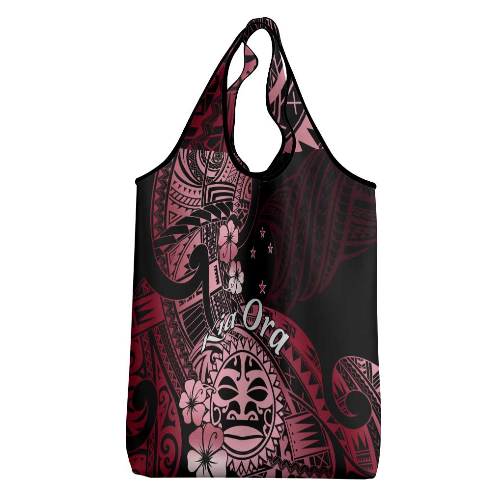 Aotearoa Kia Ora New Zealand Ta Moko Red Version Grocery Bag