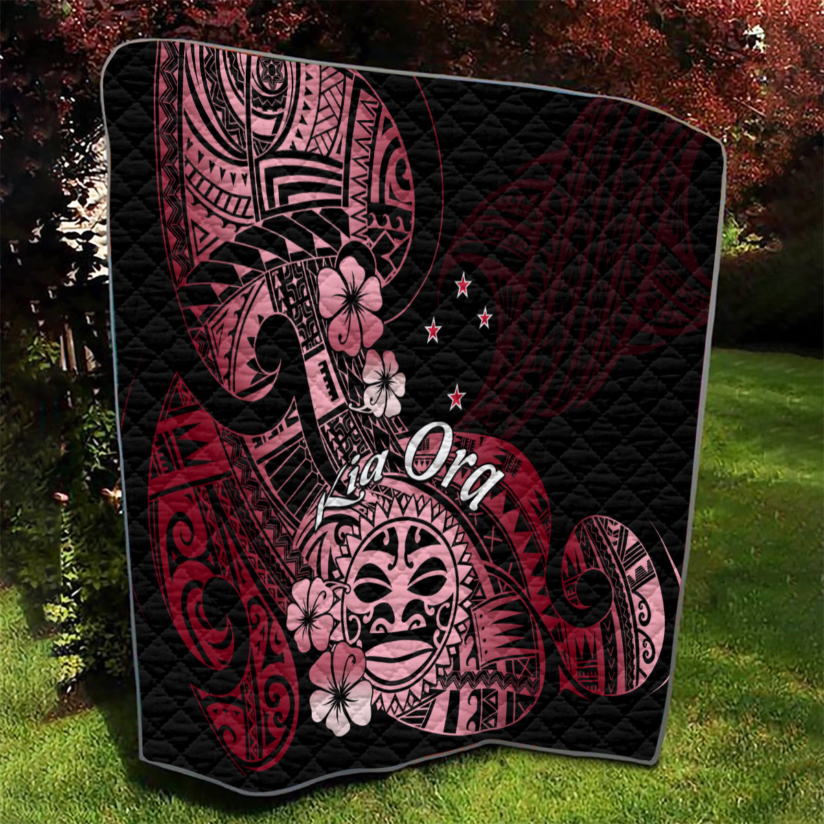 Aotearoa Kia Ora New Zealand Ta Moko Red Version Quilt LT01 - Polynesian Pride