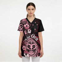 Aotearoa Kia Ora New Zealand Ta Moko Red Version Scrub Top LT01 - Polynesian Pride