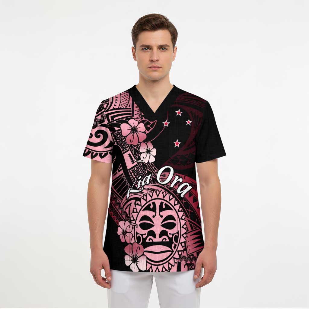 Aotearoa Kia Ora New Zealand Ta Moko Red Version Scrub Top LT01 - Polynesian Pride