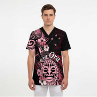 Aotearoa Kia Ora New Zealand Ta Moko Red Version Scrub Top LT01 - Polynesian Pride
