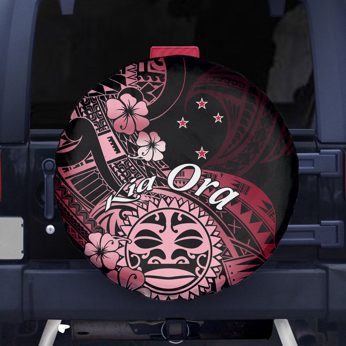 Aotearoa Kia Ora New Zealand Ta Moko Red Version Spare Tire Cover LT01 Red - Polynesian Pride