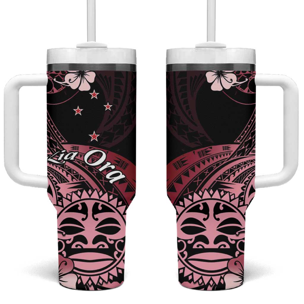 Aotearoa Kia Ora New Zealand Ta Moko Red Version Tumbler With Handle LT01 One Size: 40 oz Red - Polynesian Pride