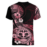 Aotearoa Kia Ora New Zealand Ta Moko Red Version Women V Neck T Shirt LT01 - Polynesian Pride