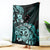 Aotearoa Kia Ora New Zealand Ta Moko Turquoise Version Blanket LT01 Turquoise - Polynesian Pride