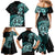 Aotearoa Kia Ora New Zealand Ta Moko Turquoise Version Family Matching Mermaid Dress and Hawaiian Shirt LT01 - Polynesian Pride