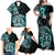 Aotearoa Kia Ora New Zealand Ta Moko Turquoise Version Family Matching Off Shoulder Maxi Dress and Hawaiian Shirt LT01 - Polynesian Pride