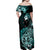 Aotearoa Kia Ora New Zealand Ta Moko Turquoise Version Family Matching Off Shoulder Maxi Dress and Hawaiian Shirt LT01 - Polynesian Pride