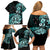 Aotearoa Kia Ora New Zealand Ta Moko Turquoise Version Family Matching Off Shoulder Short Dress and Hawaiian Shirt LT01 - Polynesian Pride