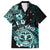 Aotearoa Kia Ora New Zealand Ta Moko Turquoise Version Family Matching Off Shoulder Short Dress and Hawaiian Shirt LT01 Dad's Shirt - Short Sleeve Turquoise - Polynesian Pride