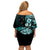 Aotearoa Kia Ora New Zealand Ta Moko Turquoise Version Family Matching Off Shoulder Short Dress and Hawaiian Shirt LT01 - Polynesian Pride