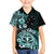 Aotearoa Kia Ora New Zealand Ta Moko Turquoise Version Family Matching Off Shoulder Short Dress and Hawaiian Shirt LT01 Son's Shirt Turquoise - Polynesian Pride